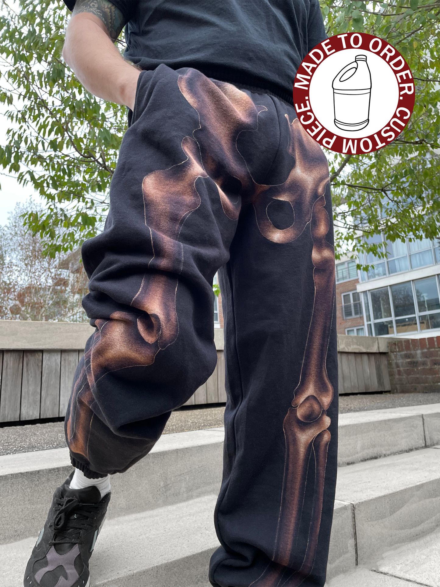 Hand painted skeleton sweatpants