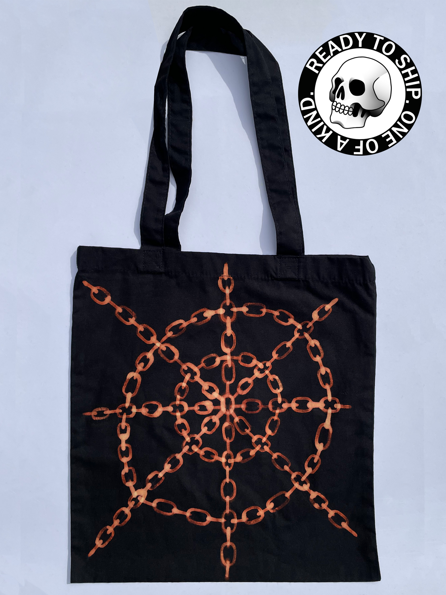 Black chain tote bag