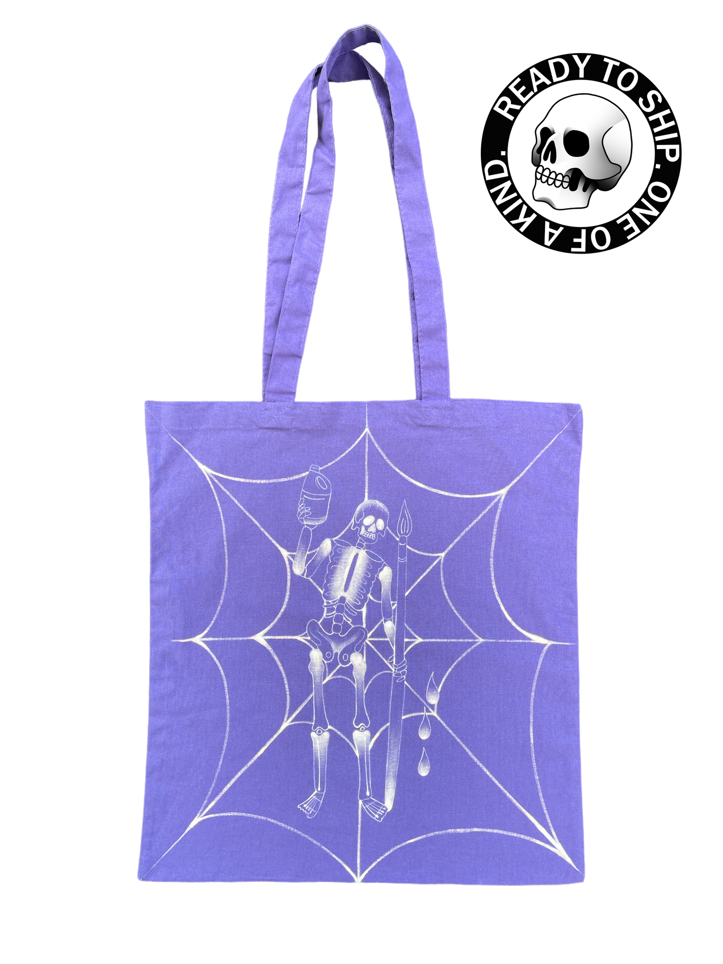 Purple skeleton tote bag