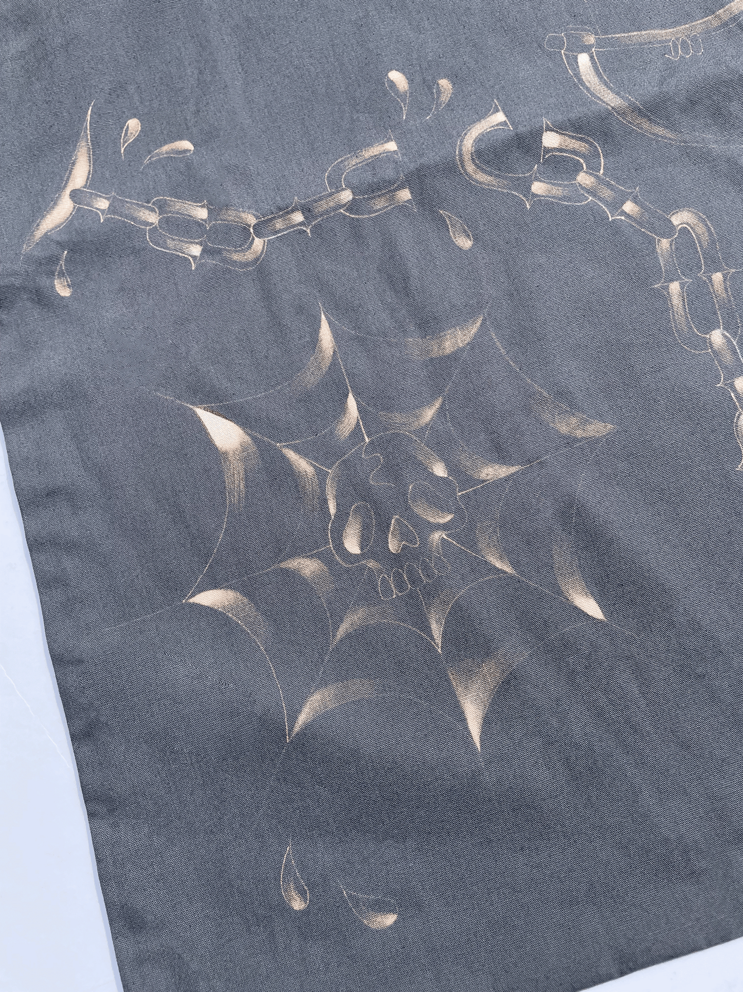 Grey spooky hand painted tote bag
