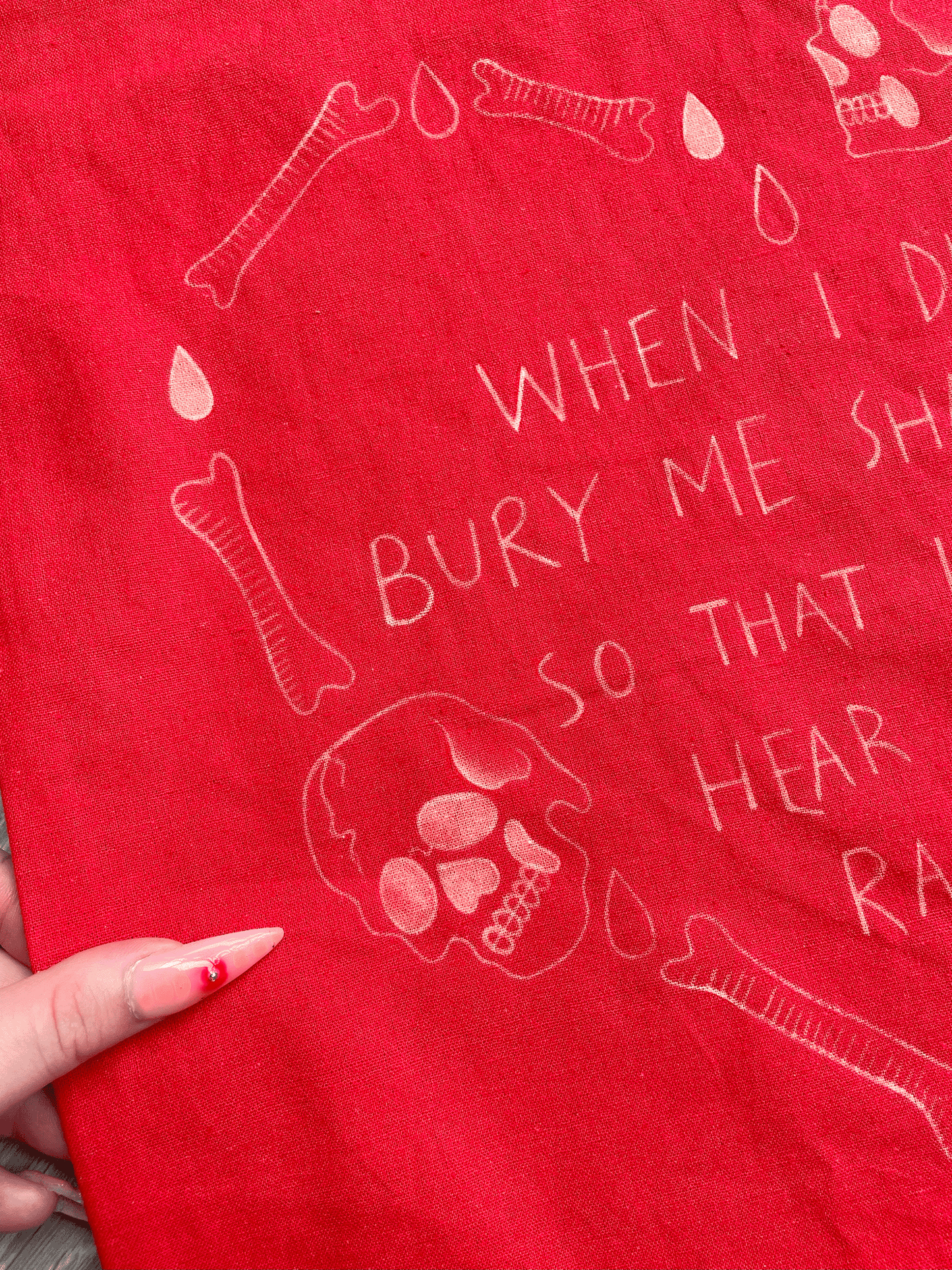 Hand painted red tote bag