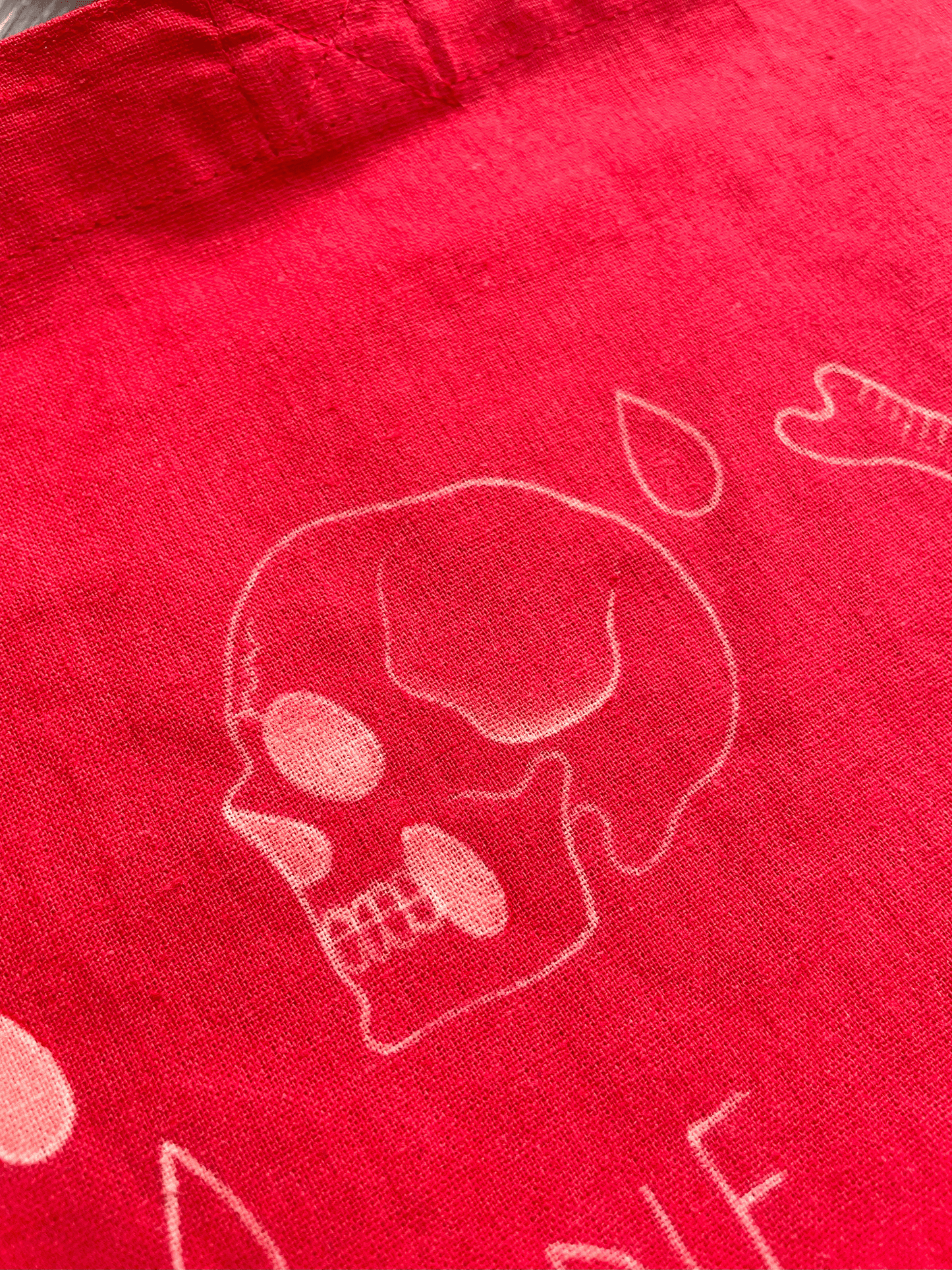 Hand painted red tote bag