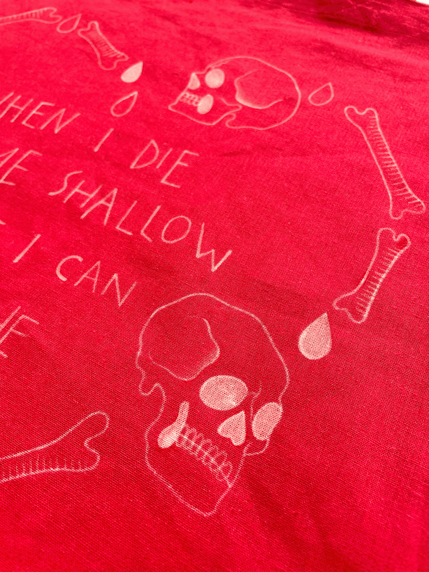 Hand painted red tote bag