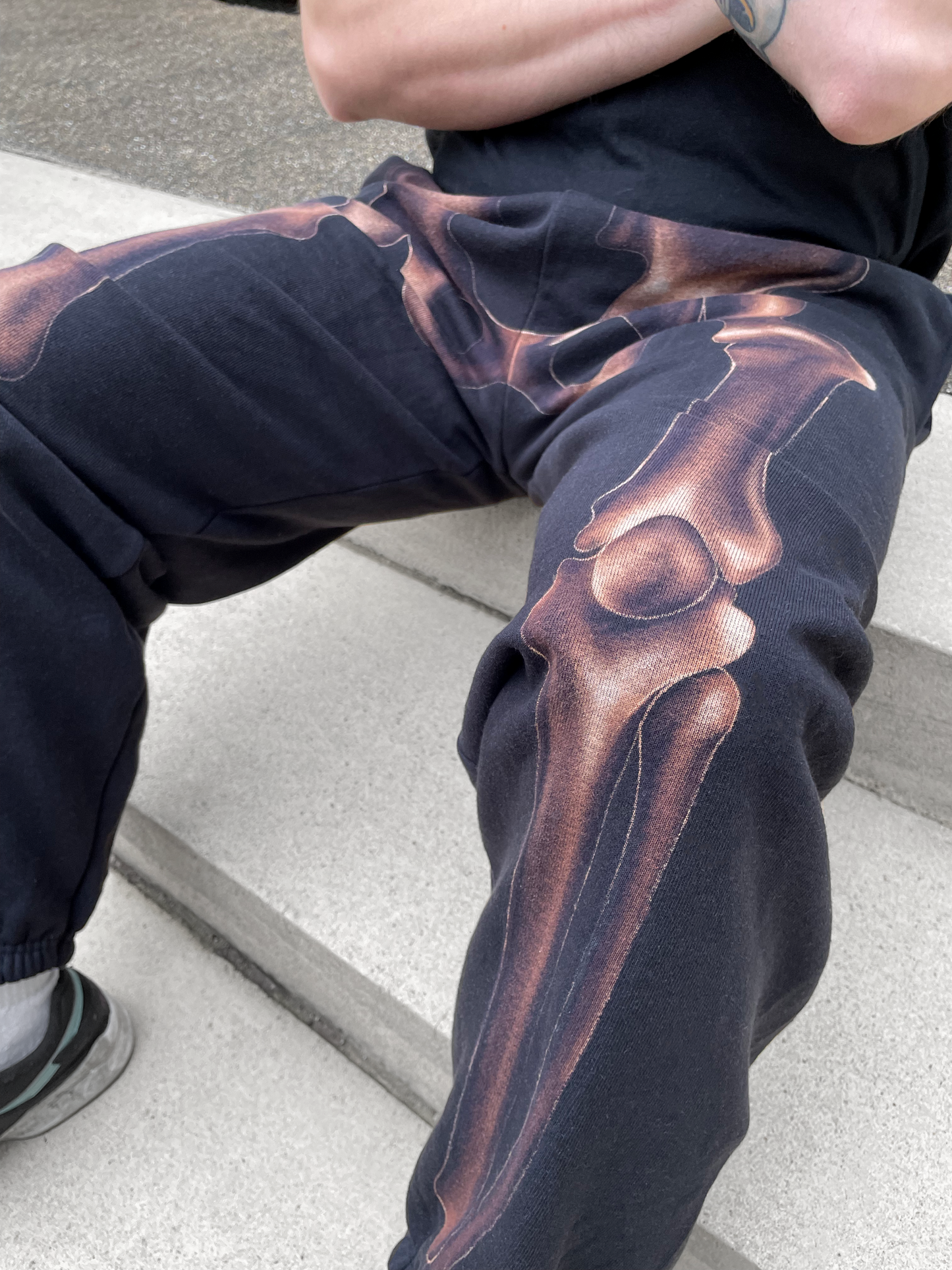 Hand painted skeleton sweatpants