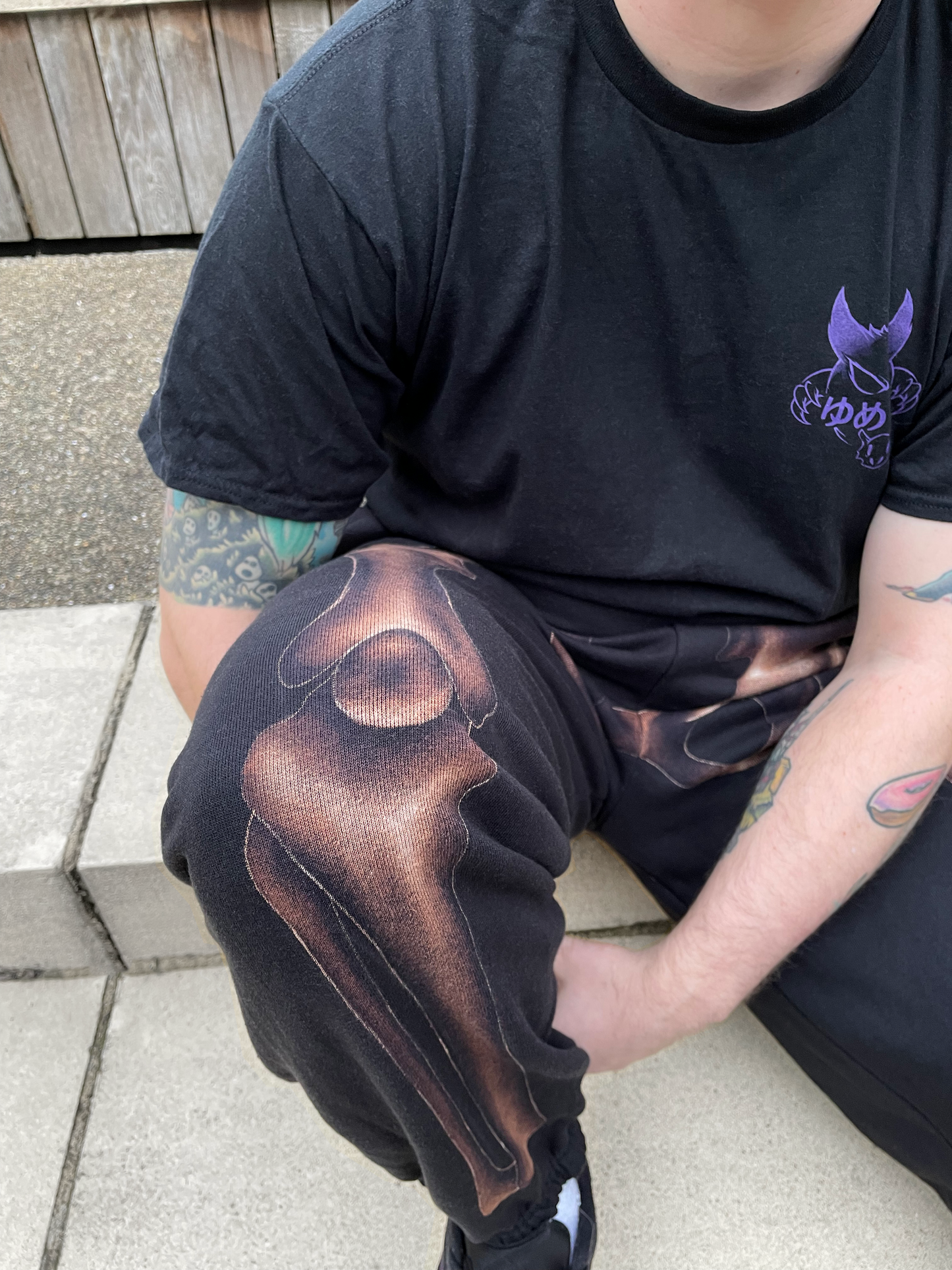 Hand painted skeleton sweatpants