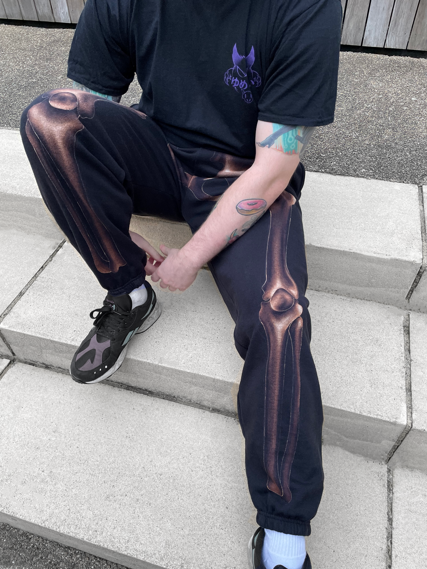 Hand painted skeleton sweatpants