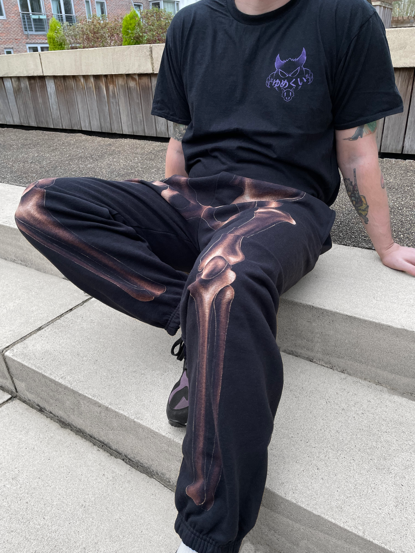 Hand painted skeleton sweatpants