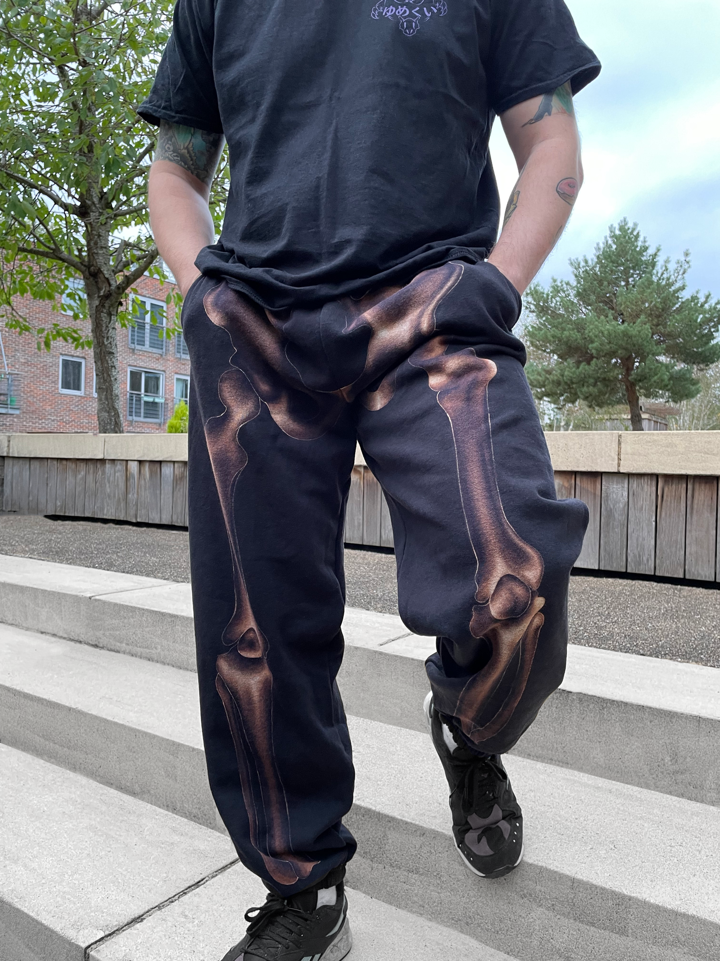 Hand painted skeleton sweatpants