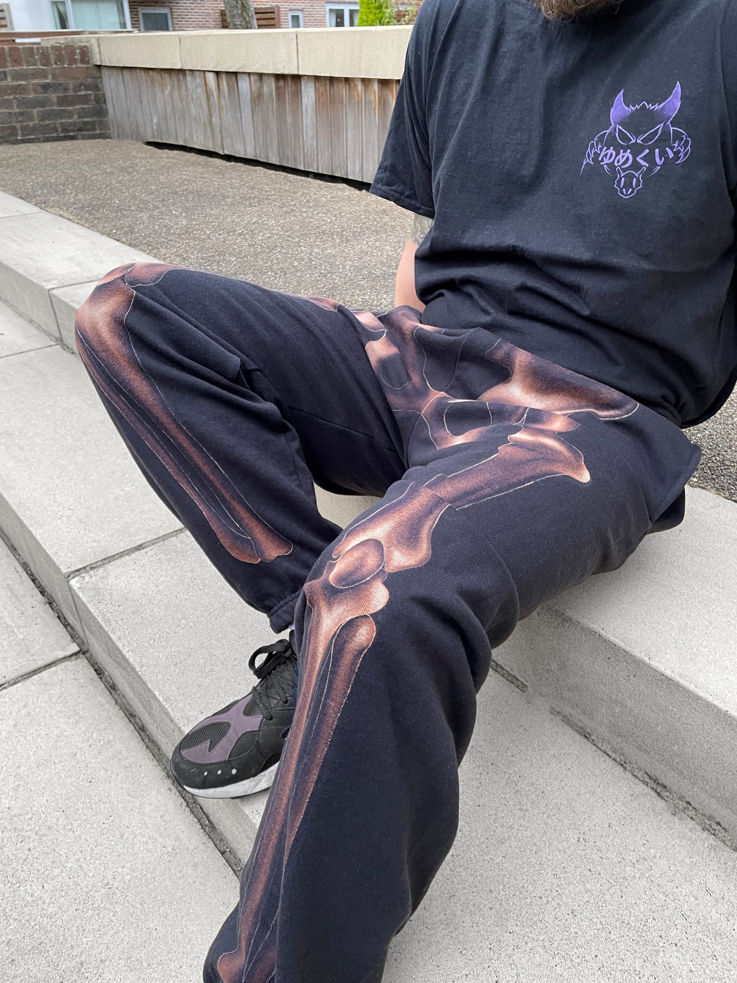 Hand painted skeleton sweatpants