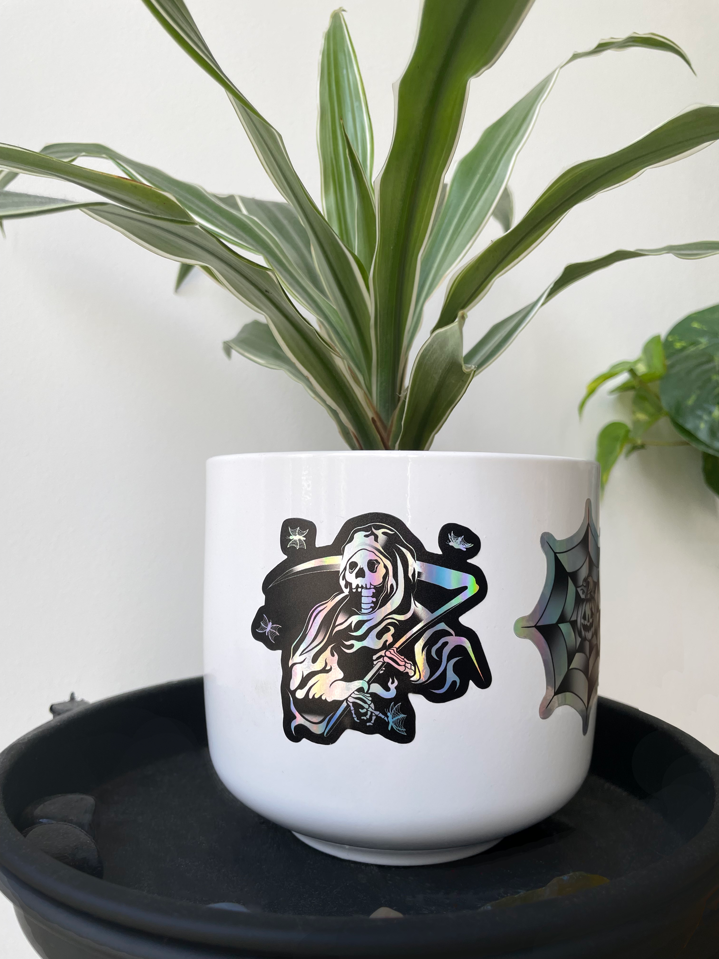 Spooky Grim Reaper die cut rainbow vinyl sticker