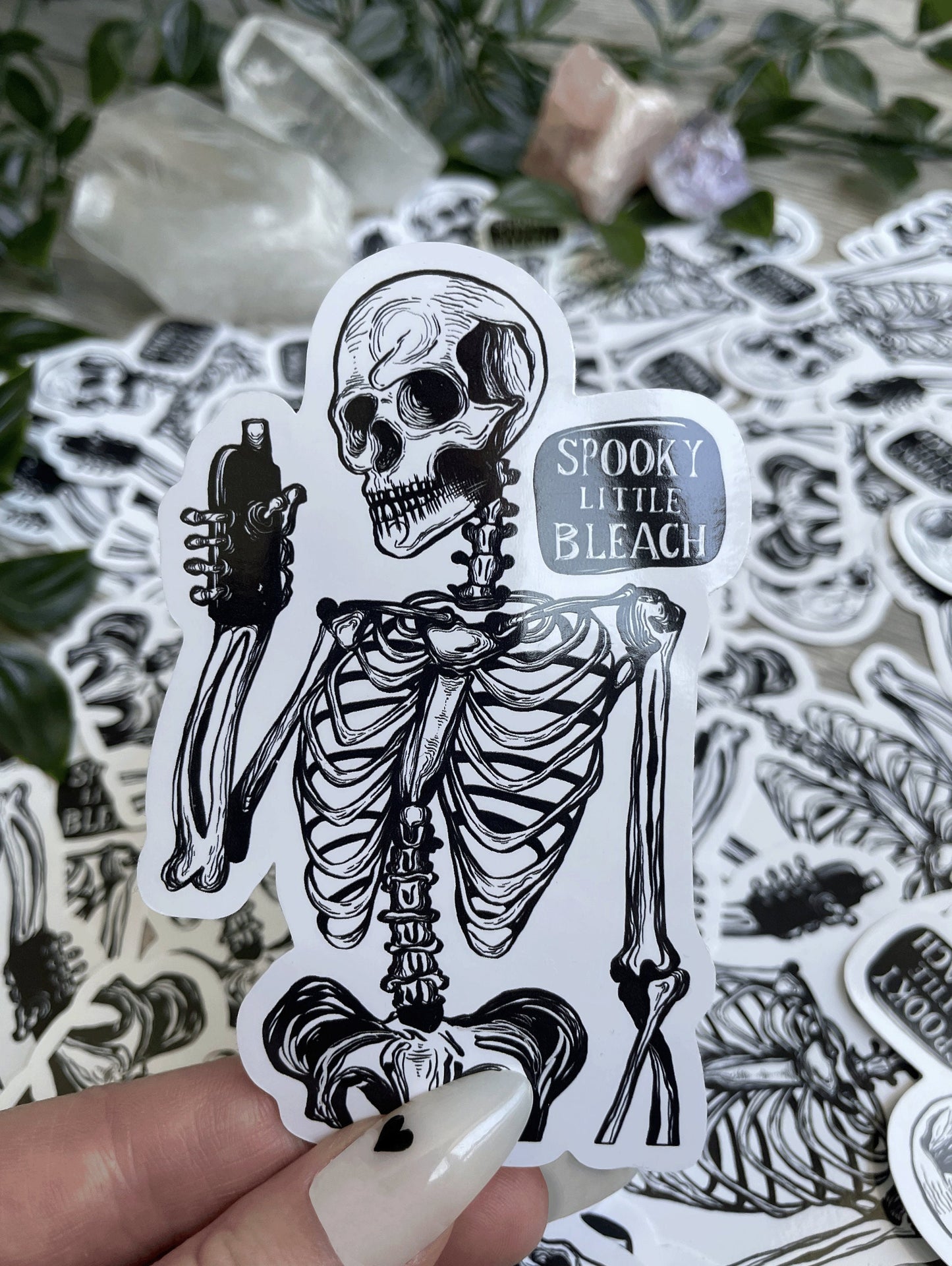 Spooky Skeleton Glossy Die cut gothic sticker - Spookylittlebleach