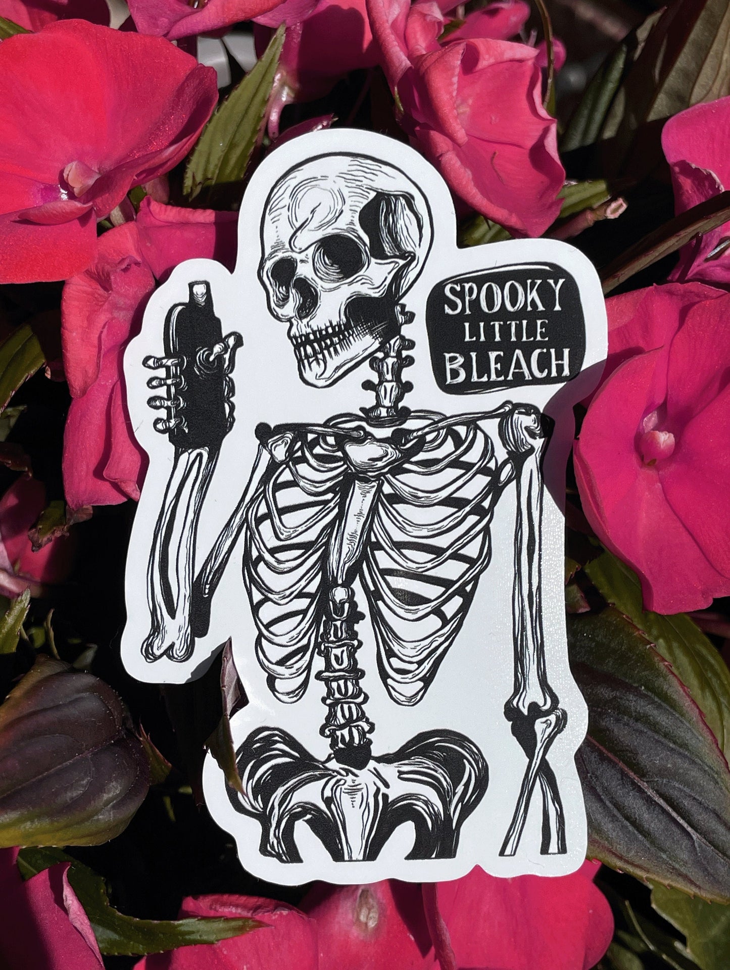 Spooky Skeleton Glossy Die cut gothic sticker - Spookylittlebleach