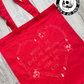 Hand painted red tote bag