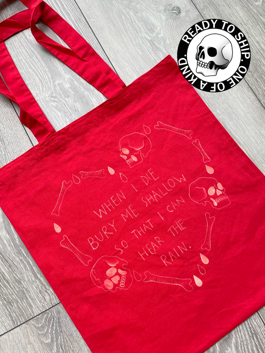 Hand painted red tote bag