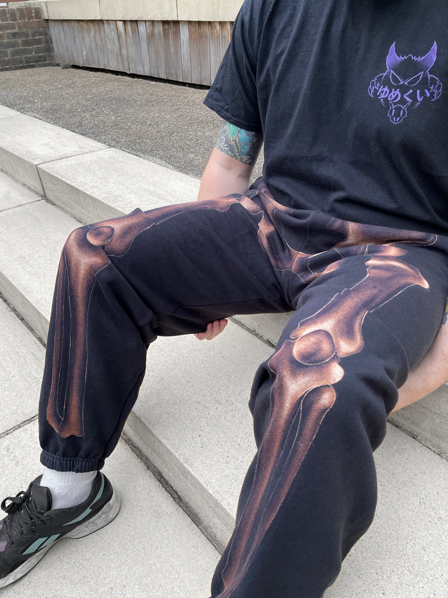 Hand painted skeleton sweatpants
